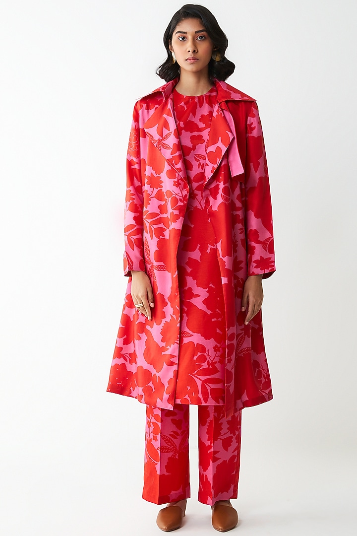 Pink Floral Printed Jacket by Kshitij Jalori at Pernia's Pop Up Shop