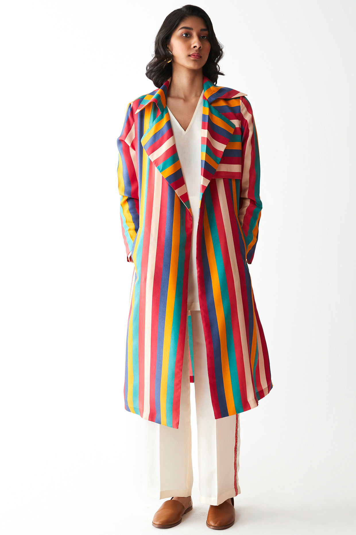 Multi Colored Printed & Striped Jacket by Kshitij Jalori