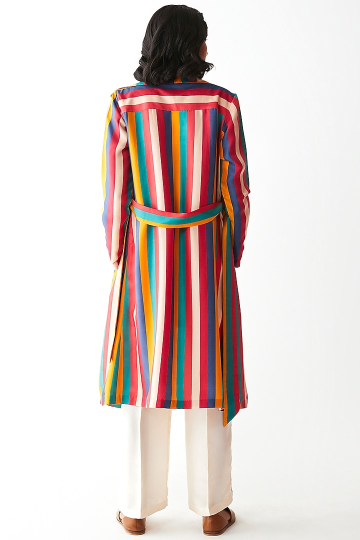 Multi Colored Printed & Striped Jacket by Kshitij Jalori at Pernia's Pop Up Shop