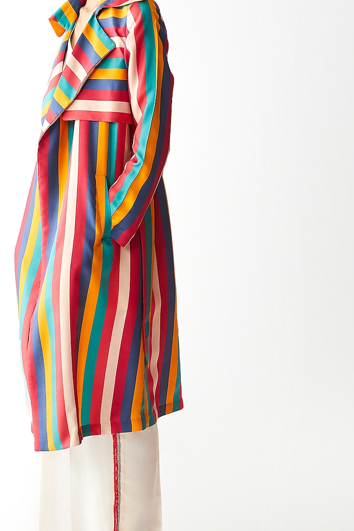 Multi Colored Printed & Striped Jacket by Kshitij Jalori at Pernia's Pop Up Shop