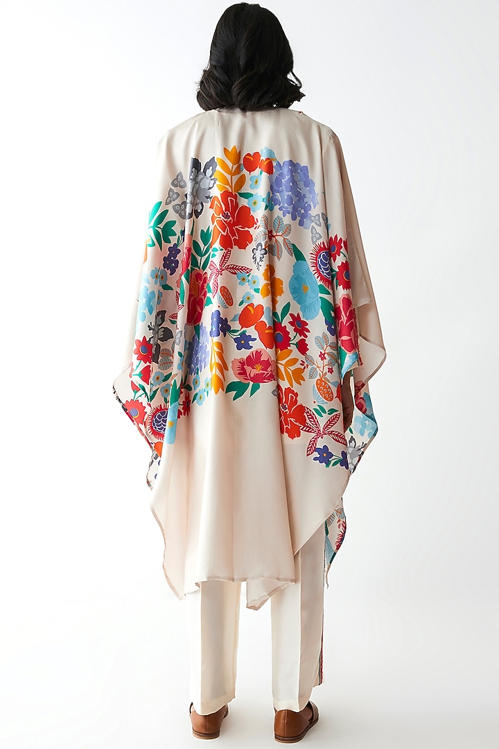 Ivory Printed Dupatta Jacket by Kshitij Jalori at Pernia's Pop Up Shop