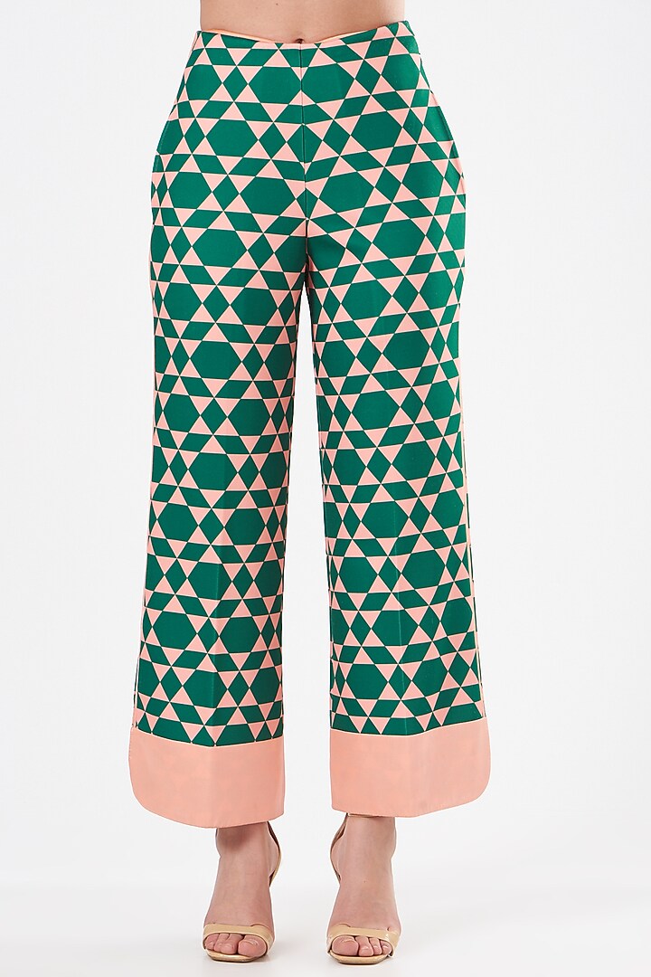 Dark Green Geometric Printed Kurta Set by Kshitij Jalori at Pernia's Pop Up Shop