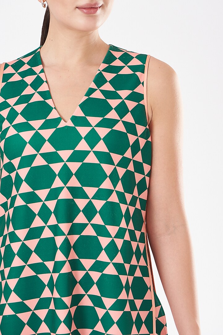 Dark Green Geometric Printed Kurta Set by Kshitij Jalori at Pernia's Pop Up Shop