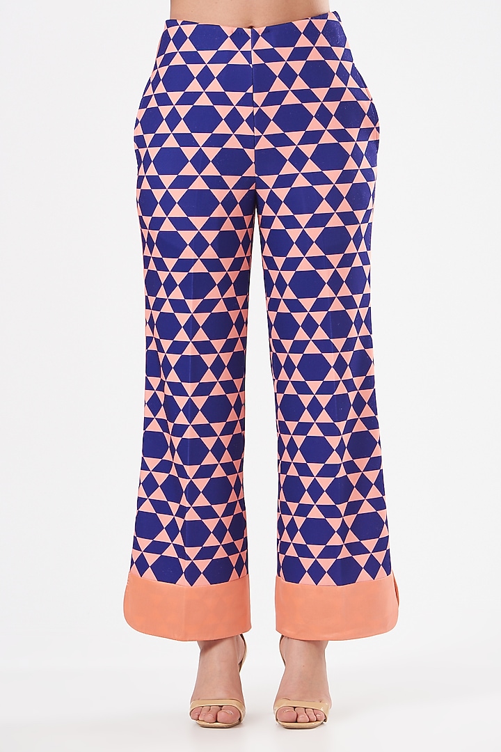 Dark Blue Geometric Printed Kurta Set by Kshitij Jalori at Pernia's Pop Up Shop
