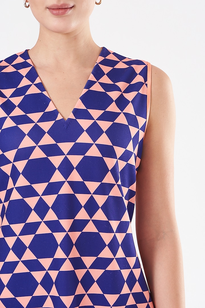 Dark Blue Geometric Printed Kurta Set by Kshitij Jalori at Pernia's Pop Up Shop