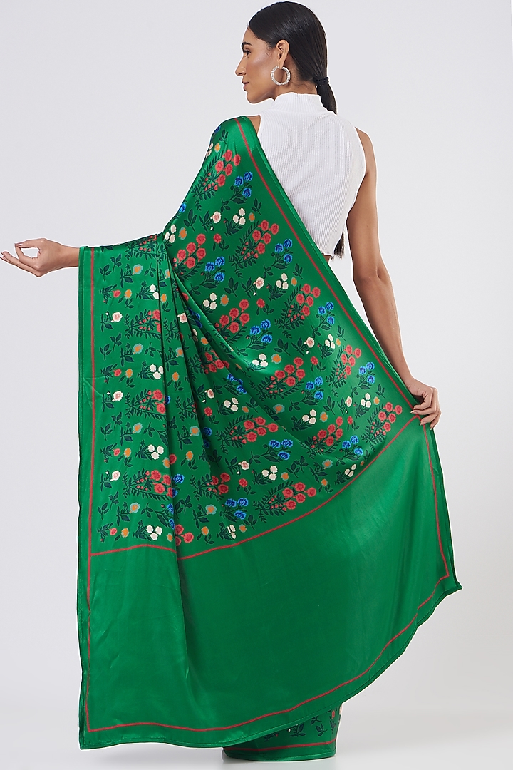 Dark Green Printed Party Wear Saree by Kshitij Jalori at Pernia's Pop Up Shop
