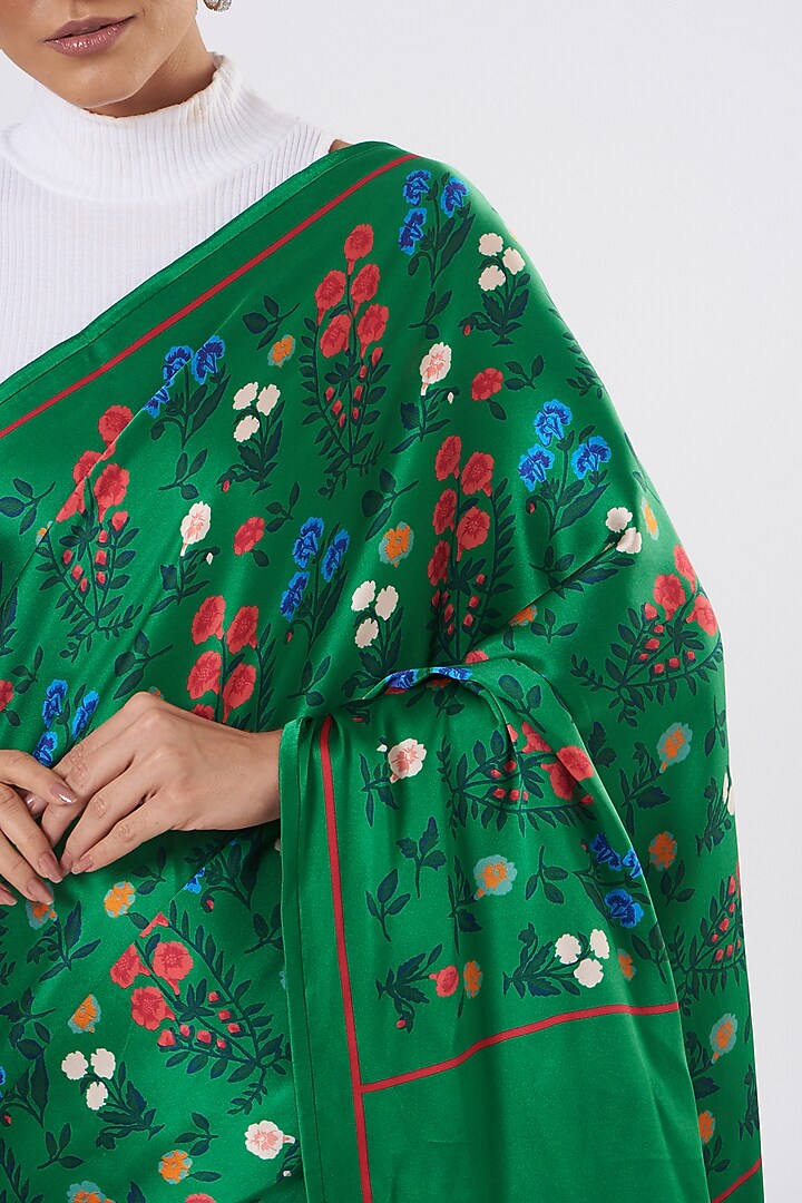Dark Green Printed Party Wear Saree by Kshitij Jalori at Pernia's Pop Up Shop