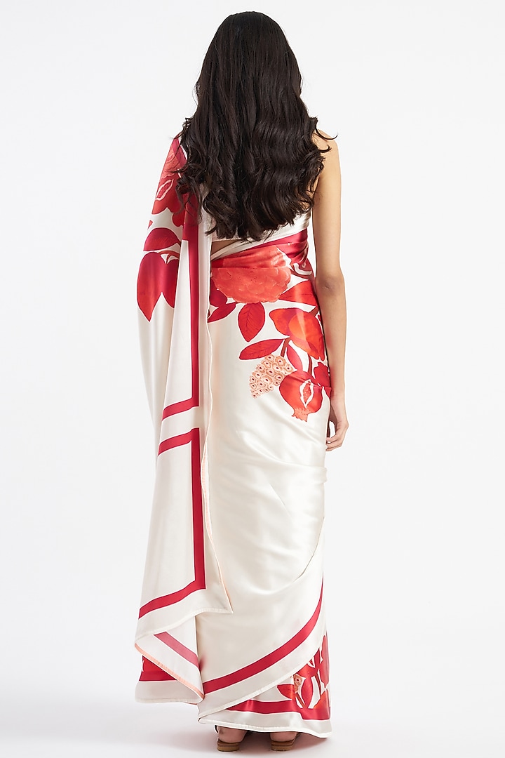 Ruby Silk Satin Crepe Printed Nahar Party Wear Saree by Kshitij Jalori at Pernia's Pop Up Shop