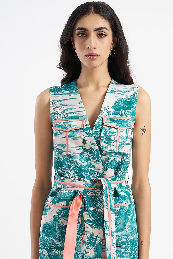 Jade & Ivory Printed Jacket Set by Kshitij Jalori at Pernia's Pop Up Shop