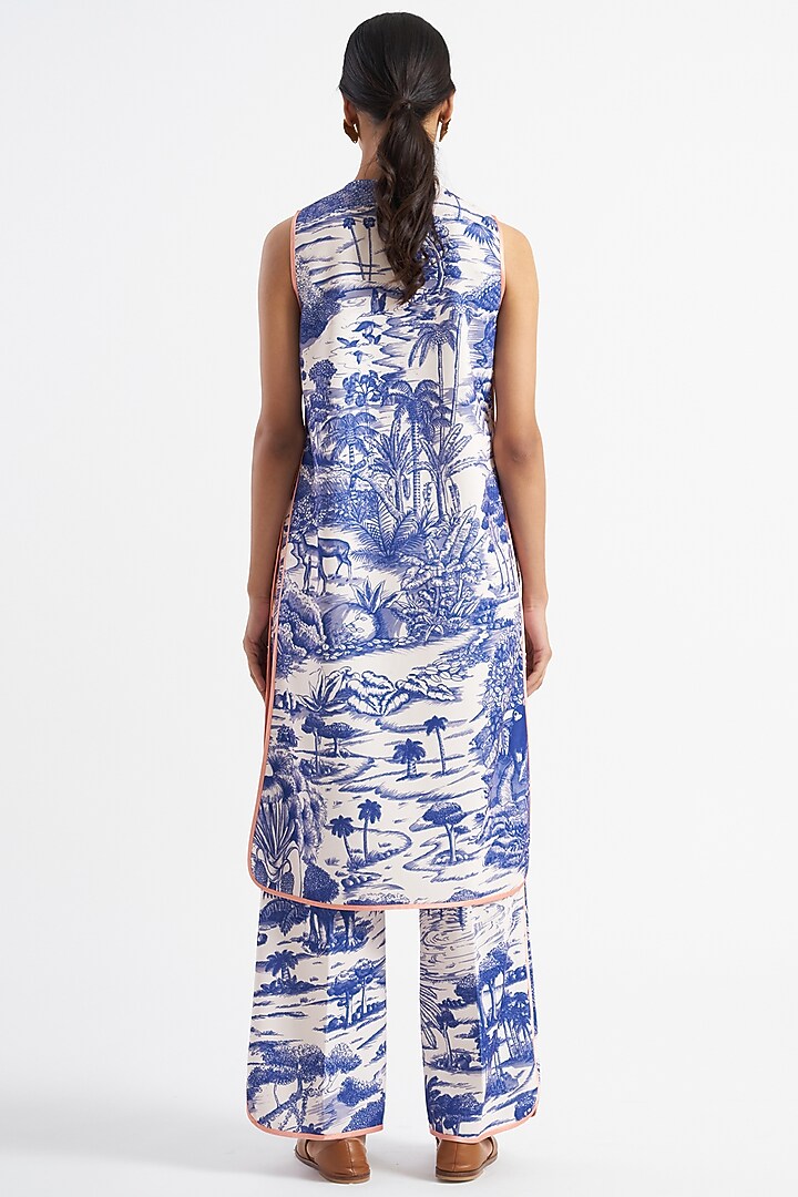 Purple & Ivory Printed Kurta Set by Kshitij Jalori at Pernia's Pop Up Shop