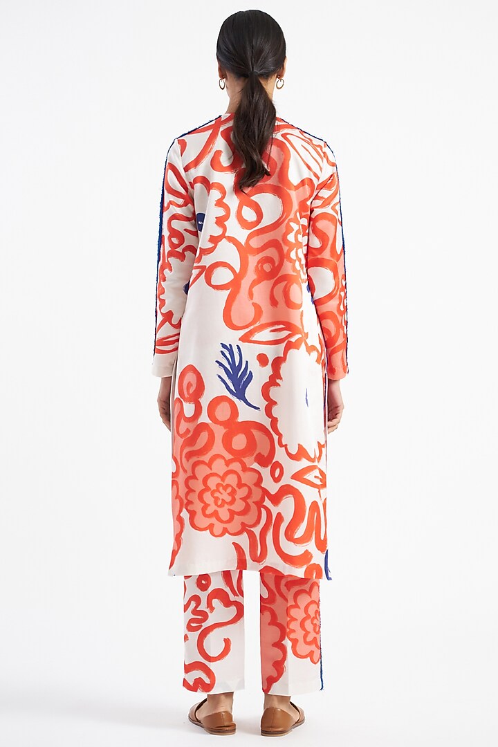 White Printed Kurta Set by Kshitij Jalori at Pernia's Pop Up Shop
