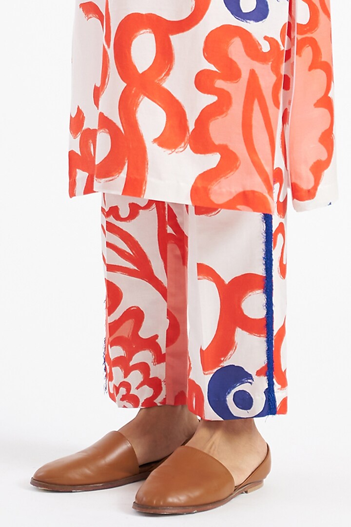 White Printed Kurta Set by Kshitij Jalori at Pernia's Pop Up Shop