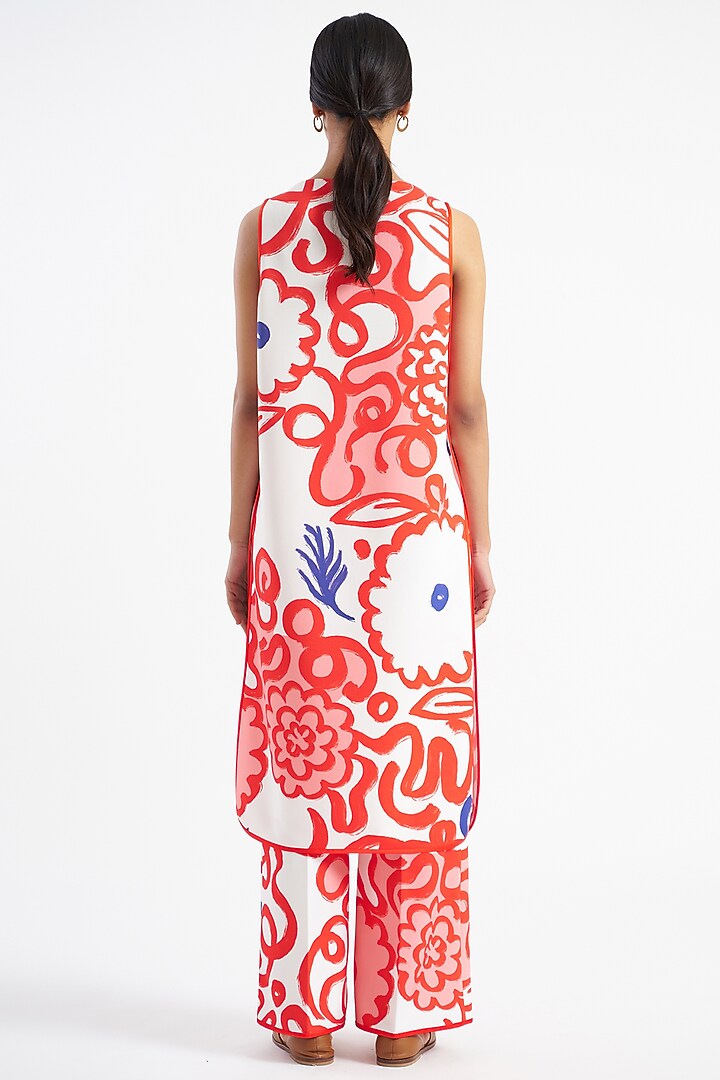 White Floral Printed Kurta Set by Kshitij Jalori at Pernia's Pop Up Shop