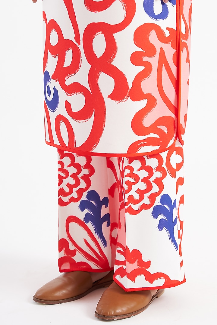 White Floral Printed Kurta Set by Kshitij Jalori at Pernia's Pop Up Shop