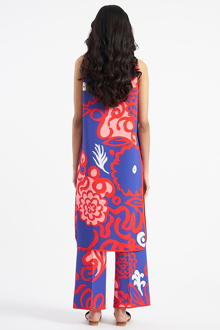 Tanzanite Blue Printed Kurta Set by Kshitij Jalori at Pernia's Pop Up Shop