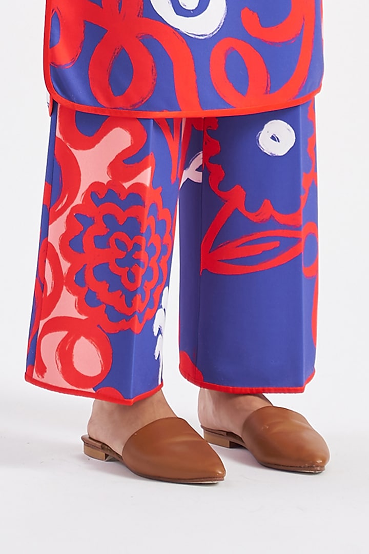 Tanzanite Blue Printed Kurta Set by Kshitij Jalori at Pernia's Pop Up Shop