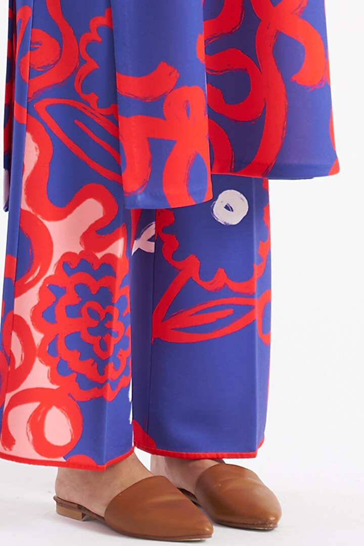 Tanzanite Blue Floral Printed Kurta Set by Kshitij Jalori at Pernia's Pop Up Shop