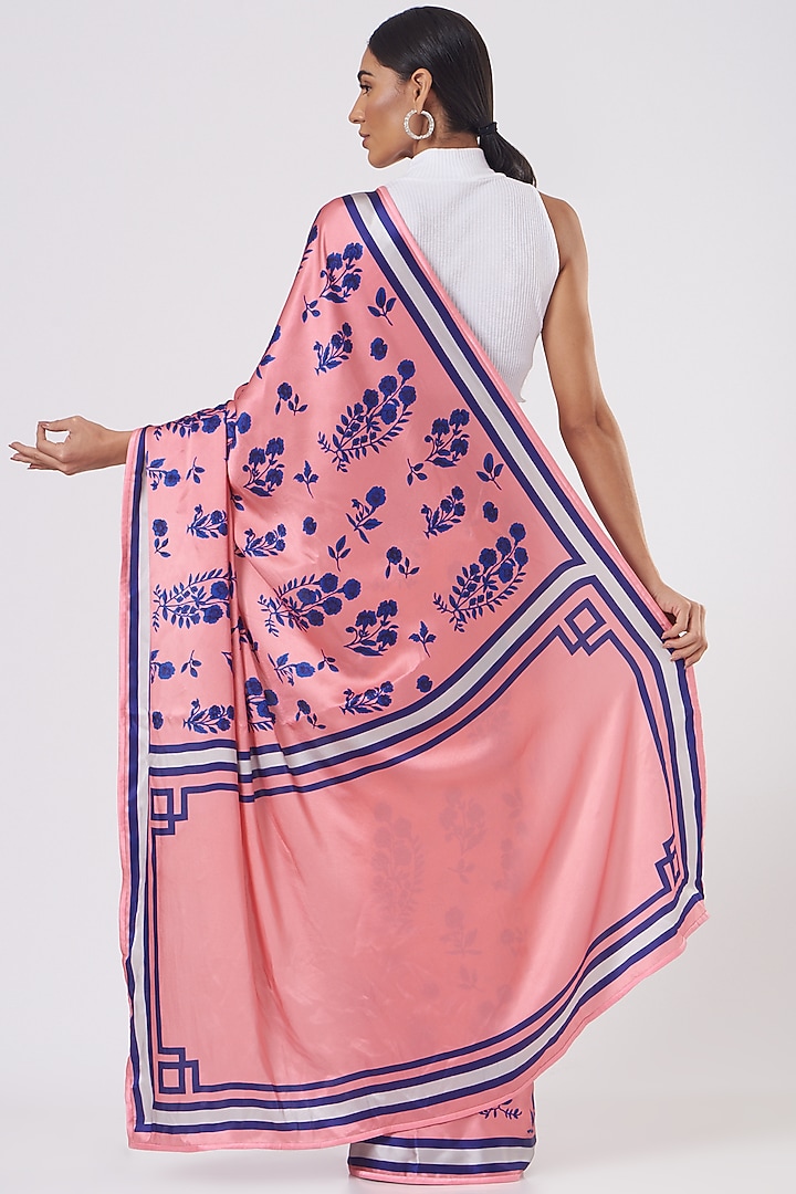 Blush Pink Printed Party Wear Saree by Kshitij Jalori at Pernia's Pop Up Shop