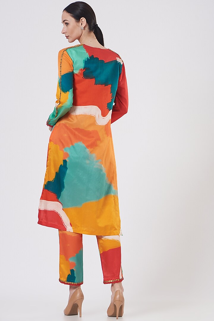Multi-Colored Abstract Printed Kurta Set by Kshitij Jalori at Pernia's Pop Up Shop