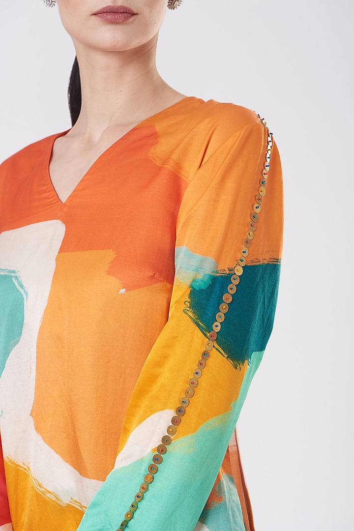 Multi-Colored Abstract Printed Kurta Set by Kshitij Jalori at Pernia's Pop Up Shop