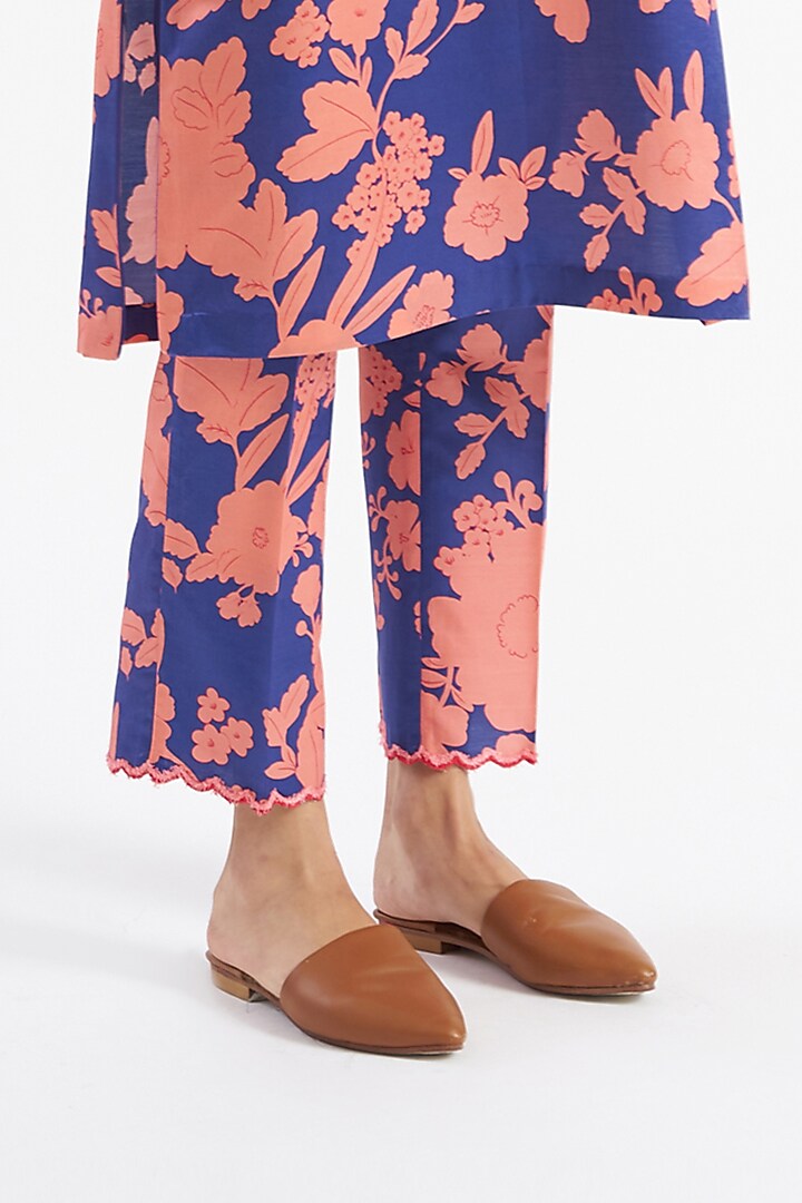 Dark Blue Printed Kurta Set by Kshitij Jalori at Pernia's Pop Up Shop