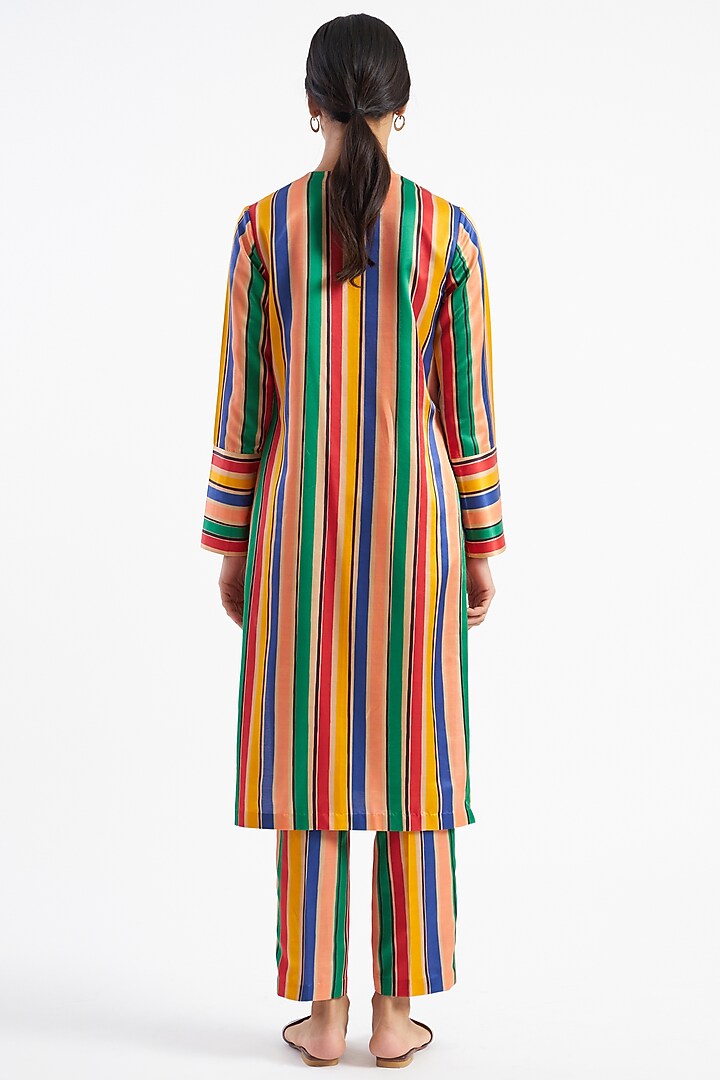 Multi-Colored Striped Kurta Set by Kshitij Jalori at Pernia's Pop Up Shop