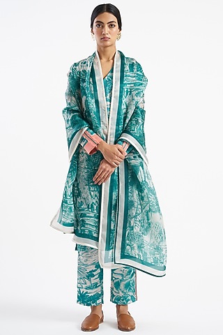 Jade & Ivory Printed Ranthambore Dupatta by Kshitij Jalori