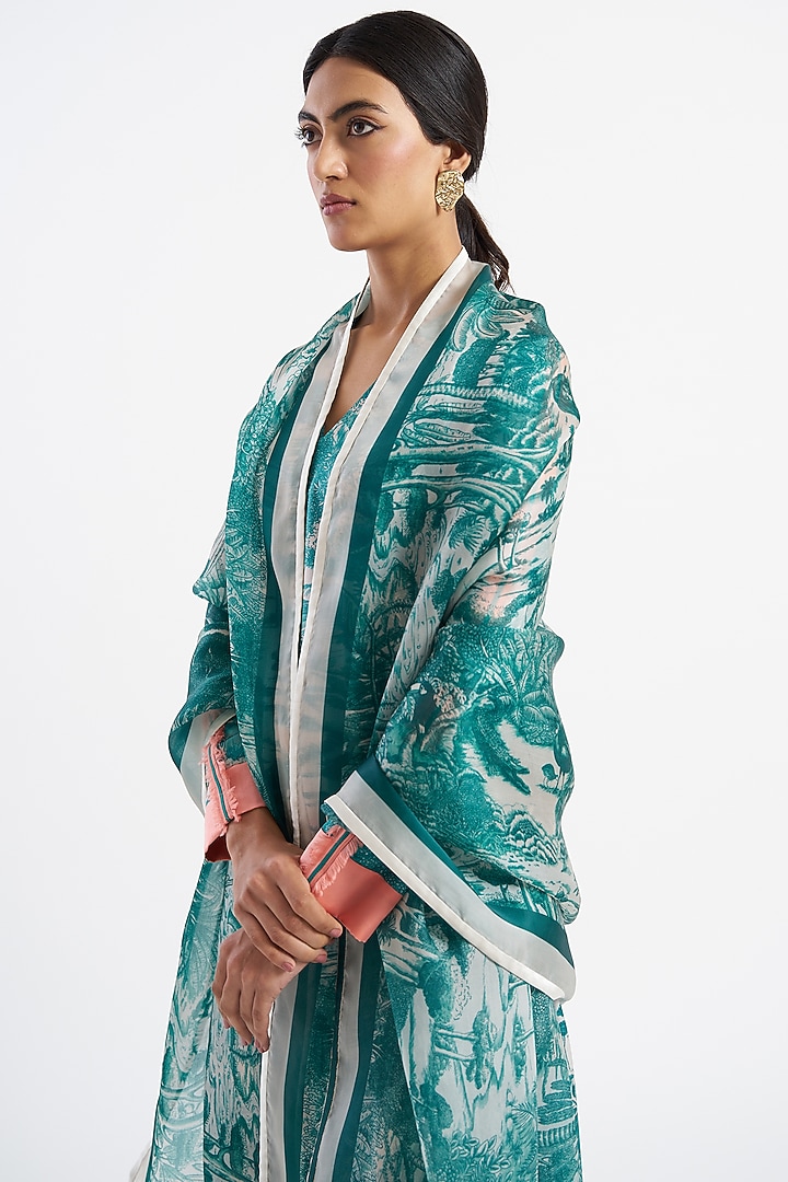 Jade & Ivory Printed Ranthambore Dupatta by Kshitij Jalori at Pernia's Pop Up Shop