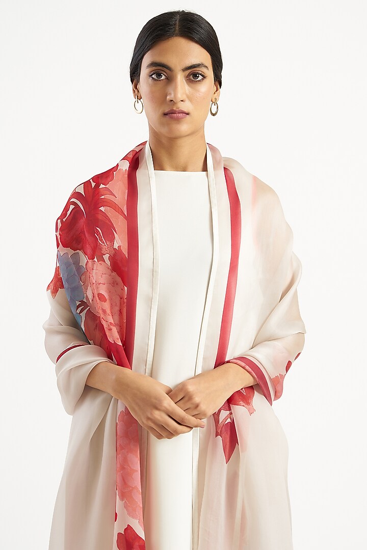 Ivory & Ruby Printed Nahar Dupatta by Kshitij Jalori at Pernia's Pop Up Shop