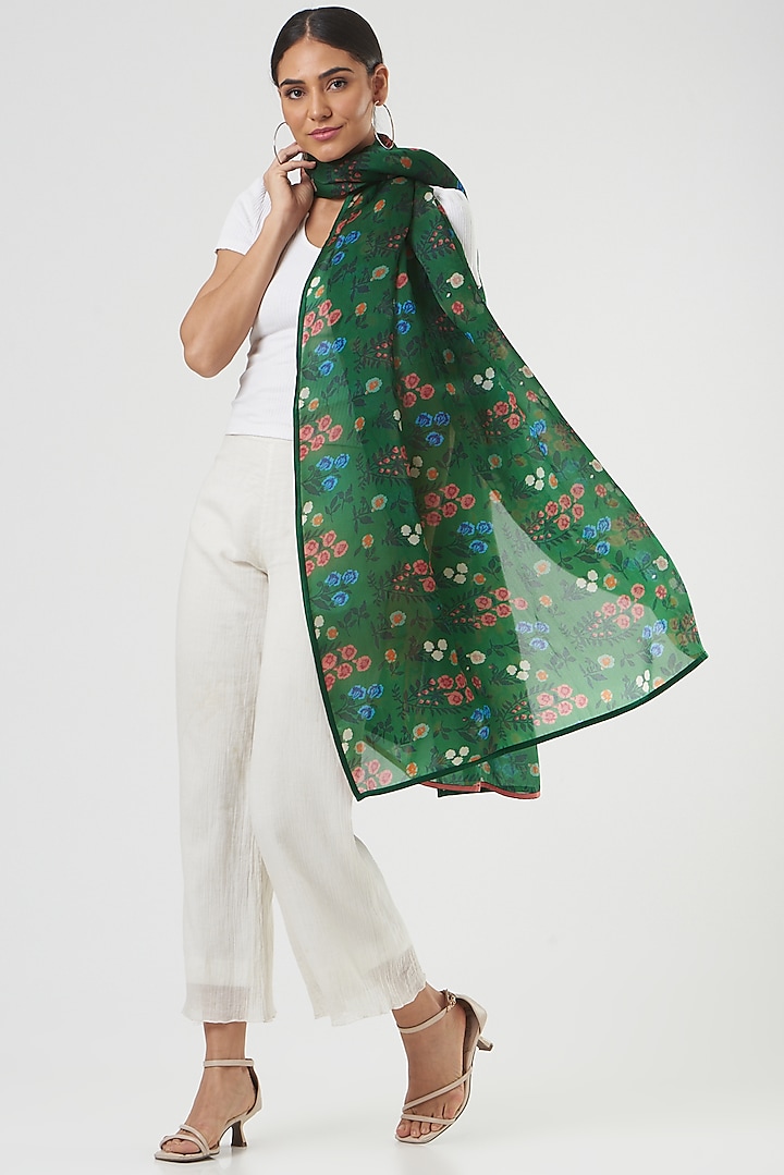 Green Printed Scarf by Kshitij Jalori at Pernia's Pop Up Shop