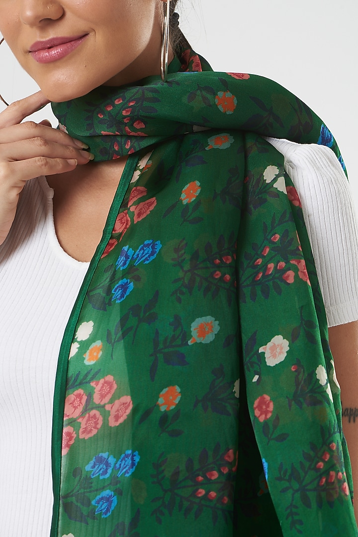 Green Printed Scarf by Kshitij Jalori at Pernia's Pop Up Shop