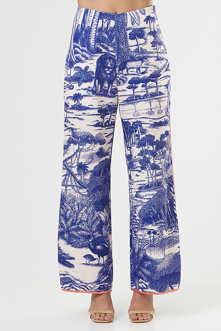 Blue & Ivory Printed Kurta Set by Kshitij Jalori at Pernia's Pop Up Shop