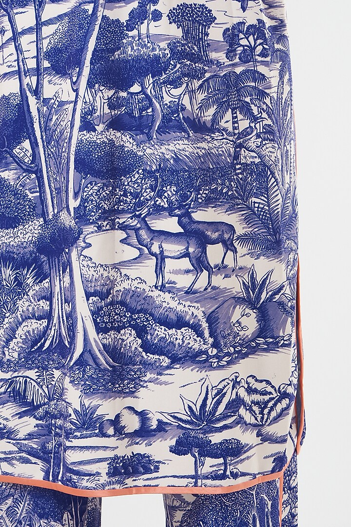 Blue & Ivory Printed Kurta Set by Kshitij Jalori at Pernia's Pop Up Shop