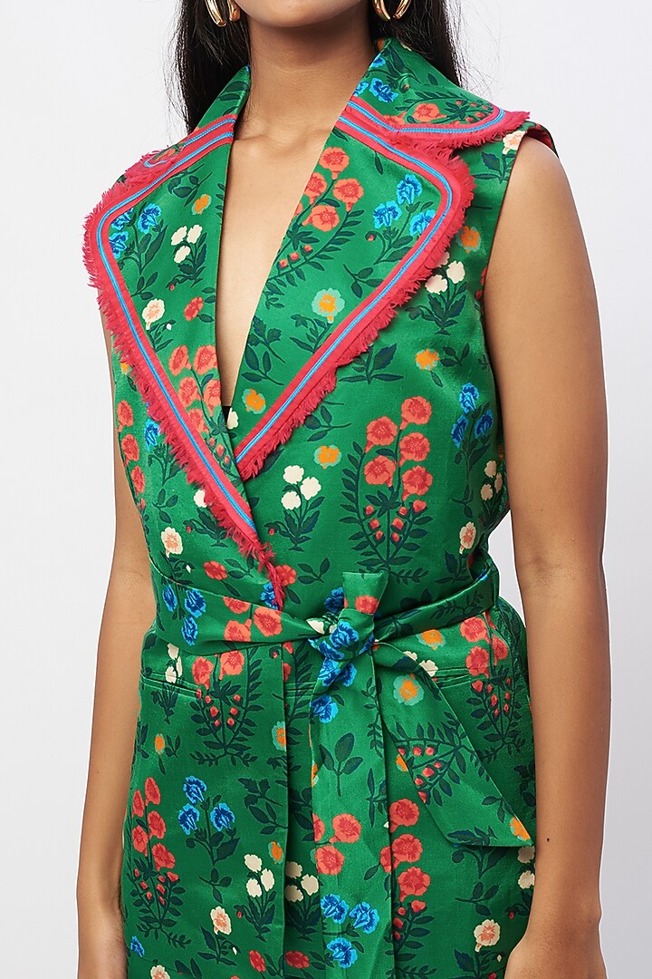 Dark Green Printed Pant Set by Kshitij Jalori at Pernia's Pop Up Shop