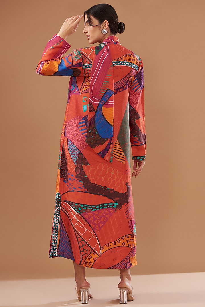 Multi-Colored Silk Twill Printed Kaftan by Kshitij Jalori at Pernia's Pop Up Shop