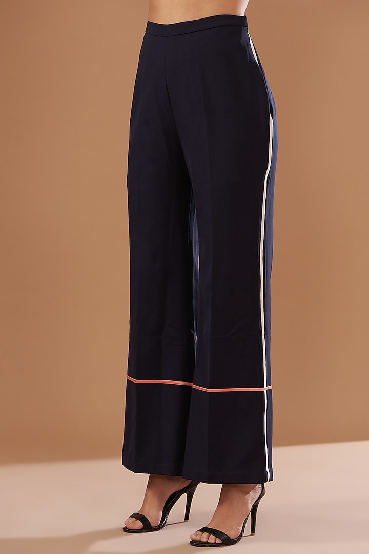 Deep Navy Italian Crepe Kurta Set by Kshitij Jalori at Pernia's Pop Up Shop