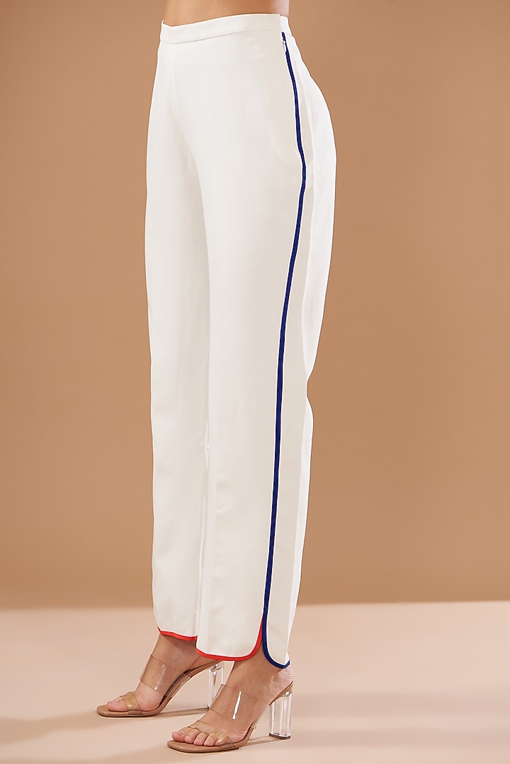 White Italian Crepe Kurta Set by Kshitij Jalori at Pernia's Pop Up Shop