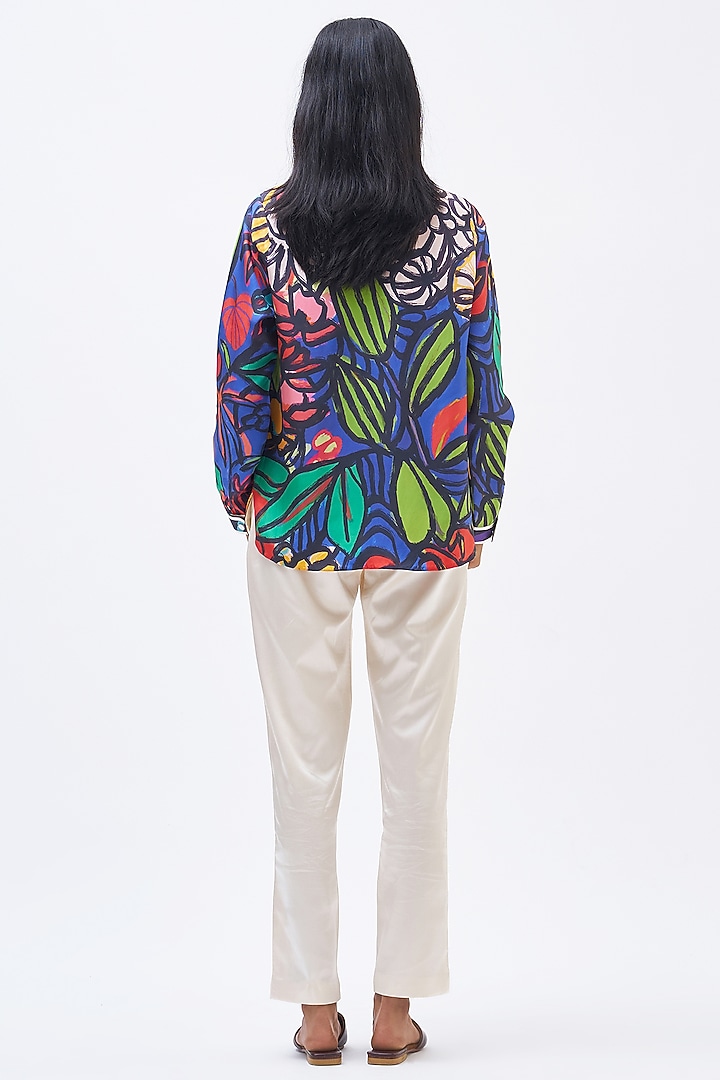 Multi-Colored Silk Twill Printed Shirt by Kshitij Jalori at Pernia's Pop Up Shop