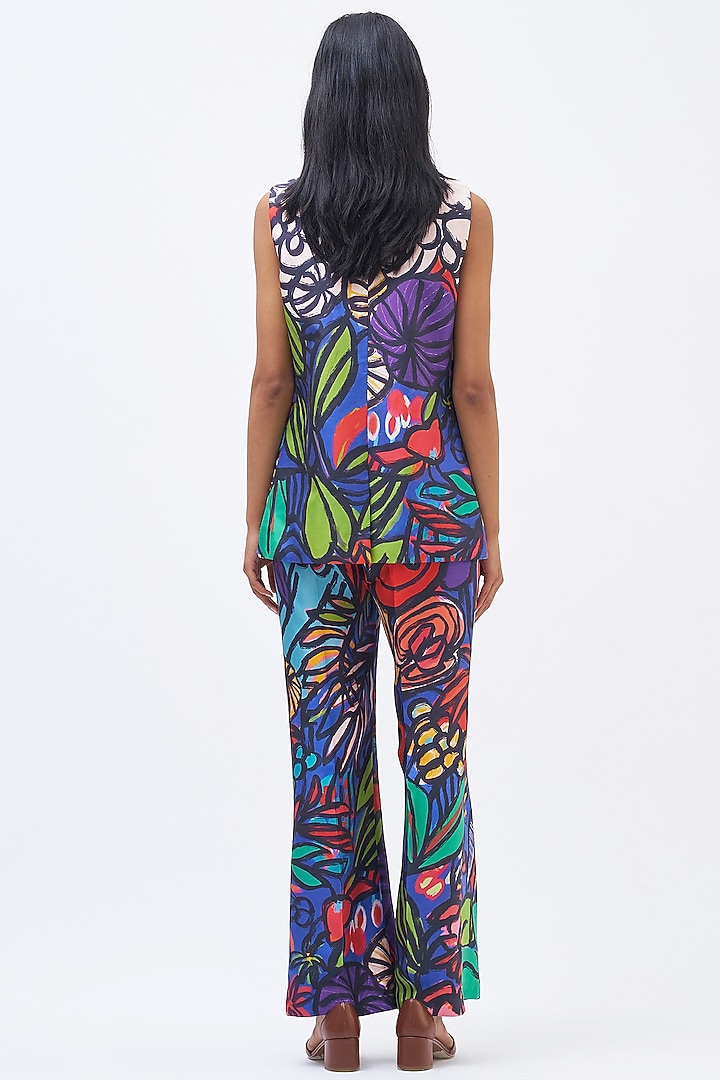 Multi-Colored Silk Twill Printed Pant Suit Set by Kshitij Jalori at Pernia's Pop Up Shop