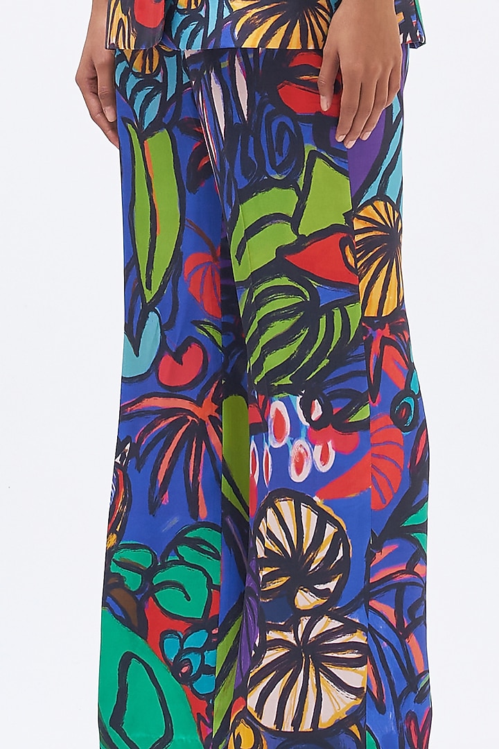 Multi-Colored Silk Twill Printed Pant Suit Set by Kshitij Jalori at Pernia's Pop Up Shop