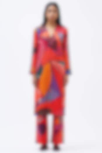 Multi-Colored Cotton Silk Satin Printed Kurta Set by Kshitij Jalori at Pernia's Pop Up Shop