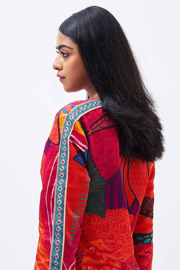 Multi-Colored Cotton Silk Satin Printed Kurta Set by Kshitij Jalori at Pernia's Pop Up Shop