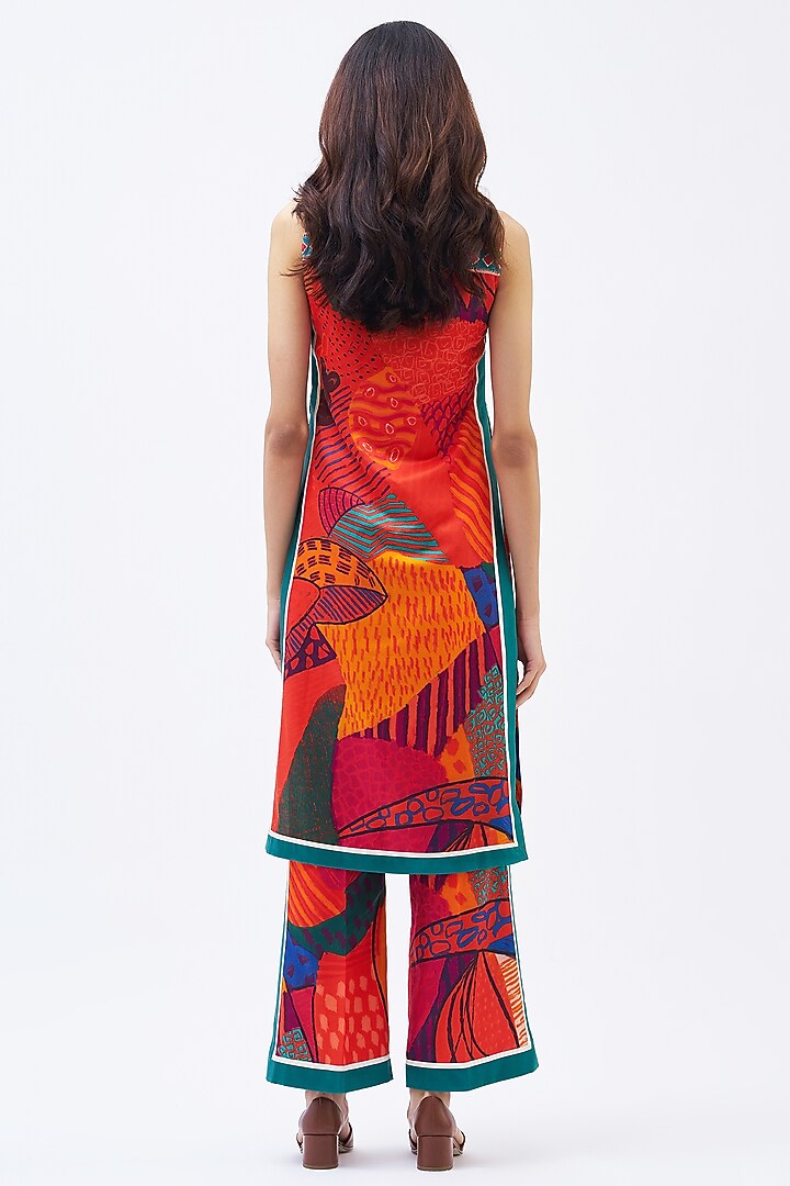 Multi-Colored Cotton Silk Satin Printed Kurta Set by Kshitij Jalori at Pernia's Pop Up Shop