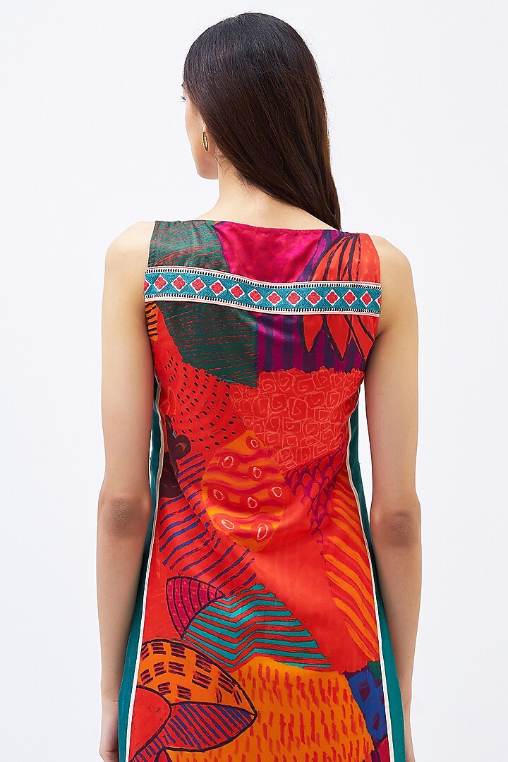 Multi-Colored Cotton Silk Satin Printed Kurta Set by Kshitij Jalori at Pernia's Pop Up Shop
