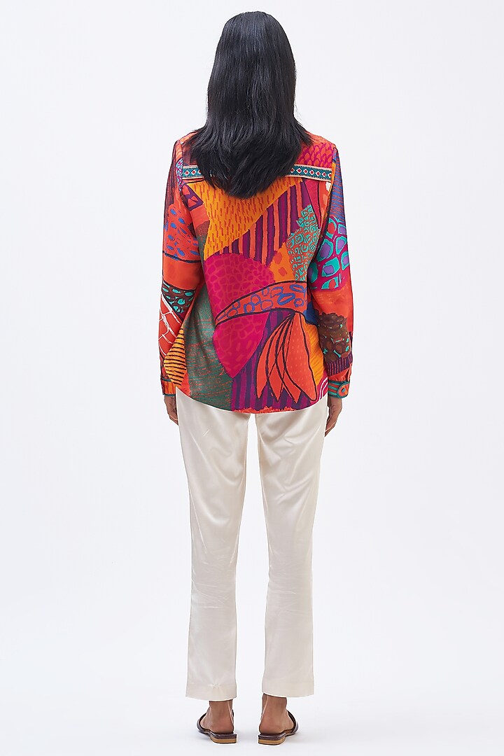 Multi-Colored Silk Twill Printed Shirt by Kshitij Jalori at Pernia's Pop Up Shop