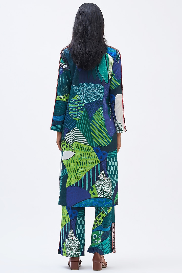 Multi-Colored Cotton Silk Satin Printed Kurta Set by Kshitij Jalori at Pernia's Pop Up Shop