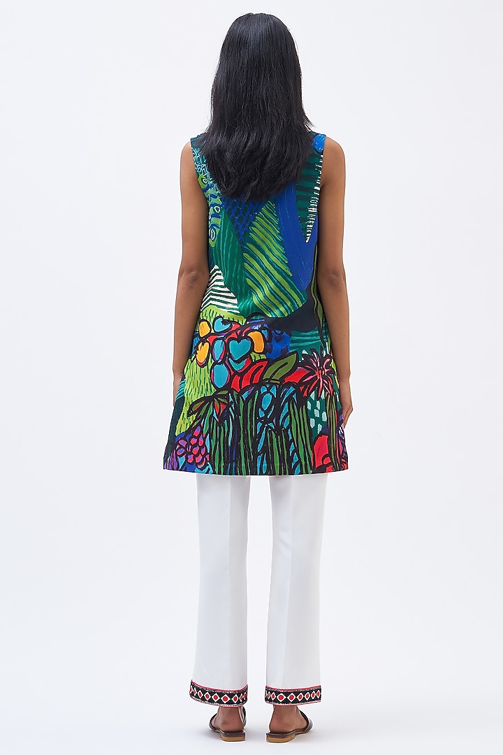 Forest Green Italian Jersey Printed Kurta Set by Kshitij Jalori at Pernia's Pop Up Shop