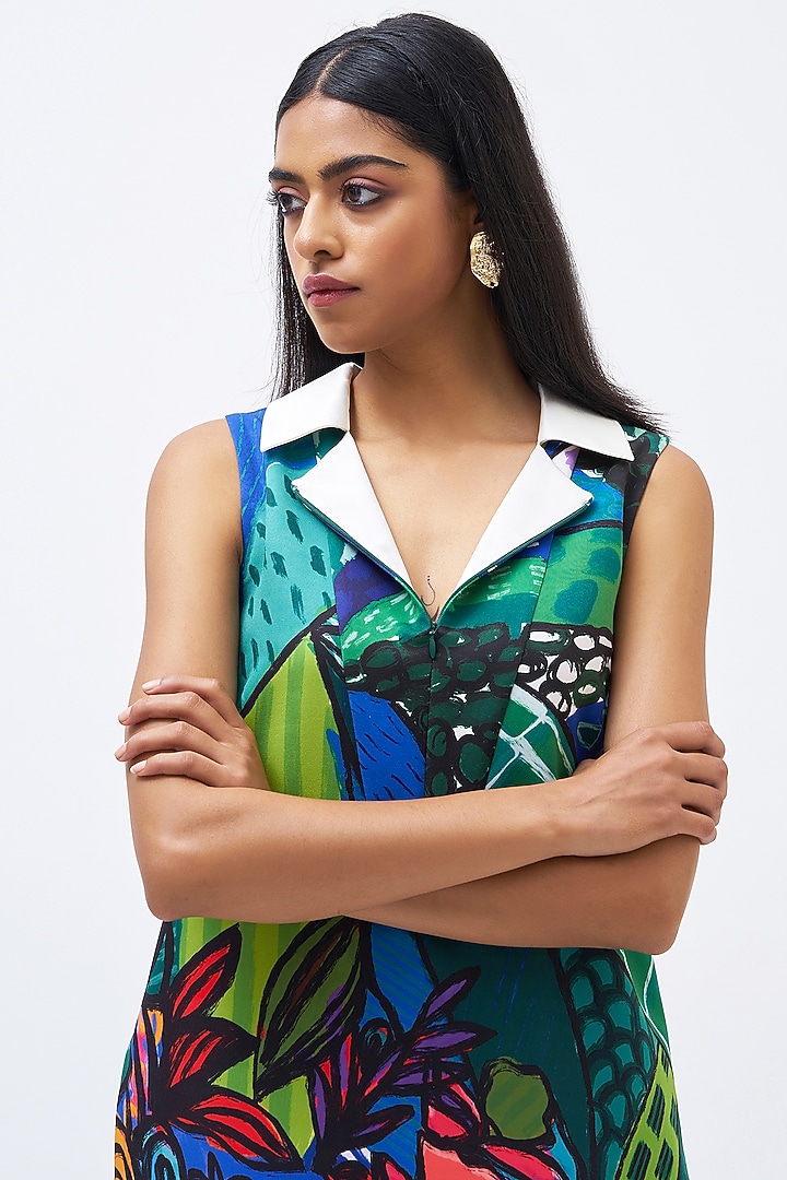 Forest Green Italian Jersey Printed Kurta Set by Kshitij Jalori at Pernia's Pop Up Shop
