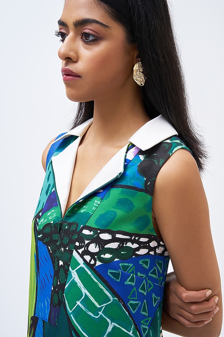 Forest Green Italian Jersey Printed Kurta Set by Kshitij Jalori at Pernia's Pop Up Shop