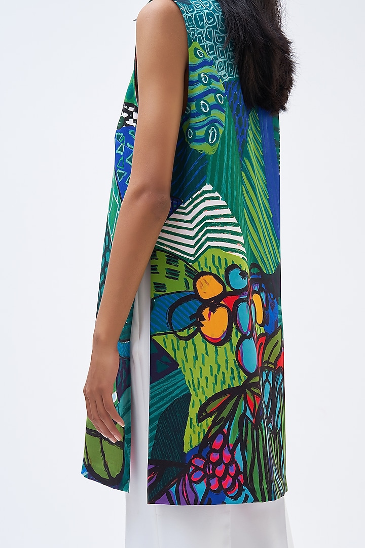 Forest Green Italian Jersey Printed Kurta Set by Kshitij Jalori at Pernia's Pop Up Shop
